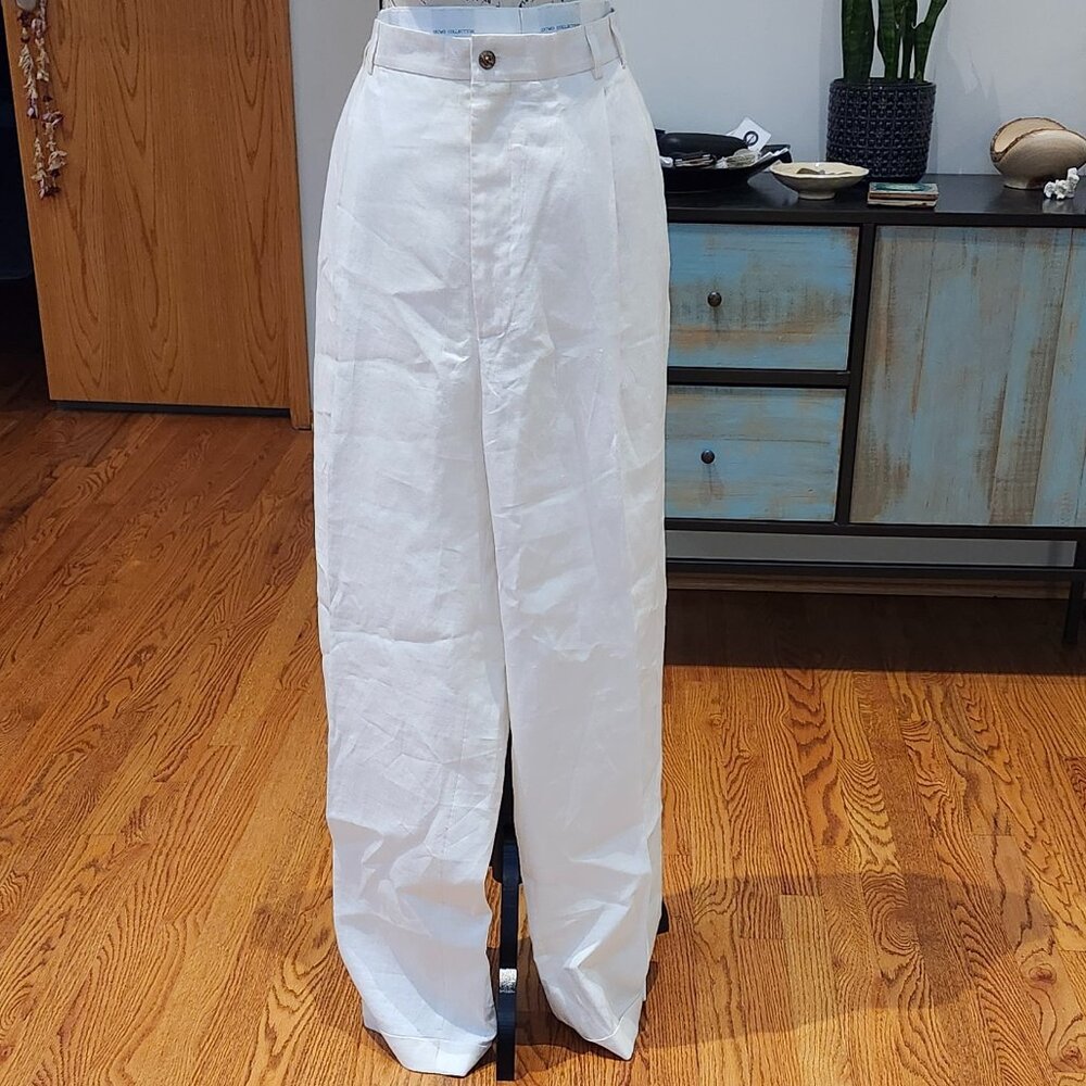 GENELLI OUMO COLLECTION Wide Leg White Linen Pants